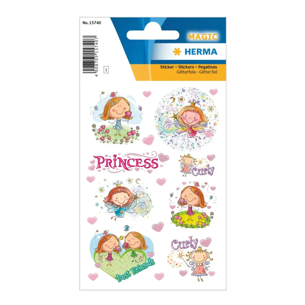 [15740] Herma Sticker Magic Princess Curly Glittery Foil