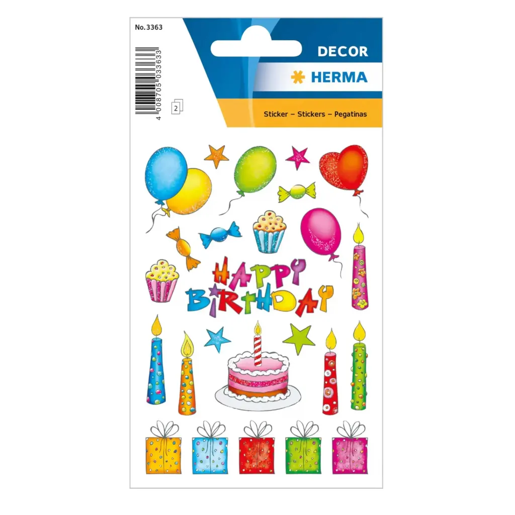 [3363] Herma Sticker Decor Birthday Glittery