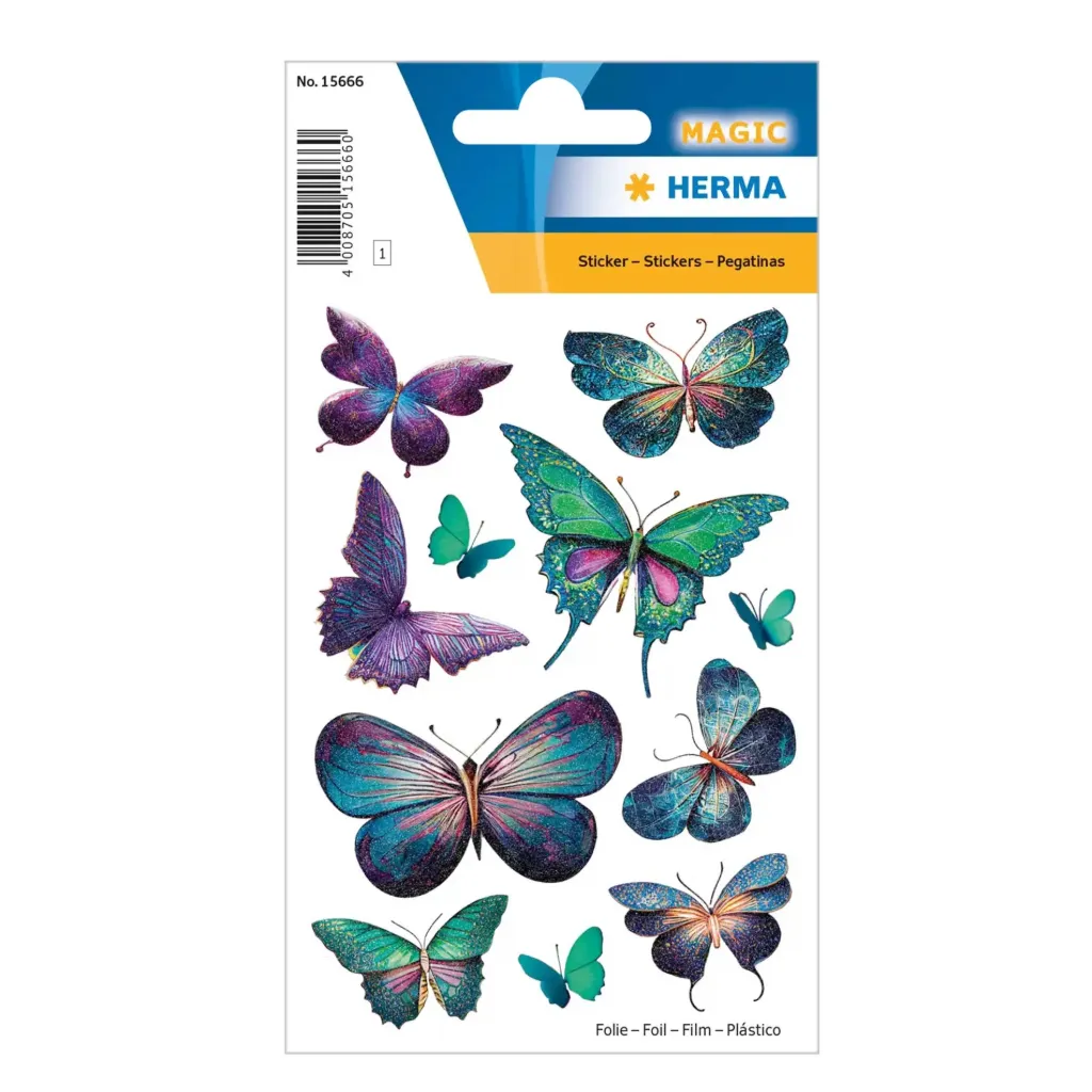 [15666] Herma Sticker Magic Butterflies Violet Glittery Foil