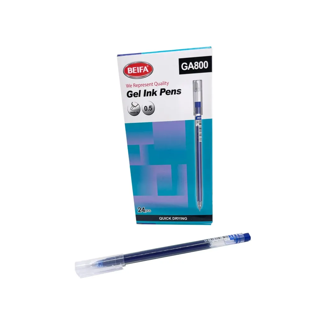 [BEIFA 24BU GA800] Beifa Gel Ink Pen 24 Pcs Blue GA800