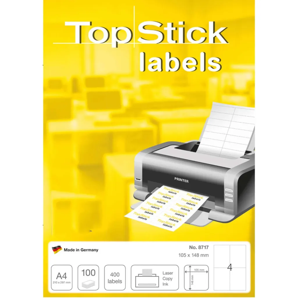 [HERMA TS4 8717] Herma Topstick Label 105x148 A4 4 Label
