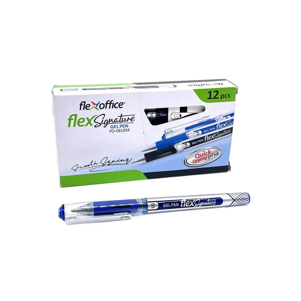 [FO-GEL034 BU] Flexoffice Gel Pen FO-GEL034 Blue 12 Pcs/Box