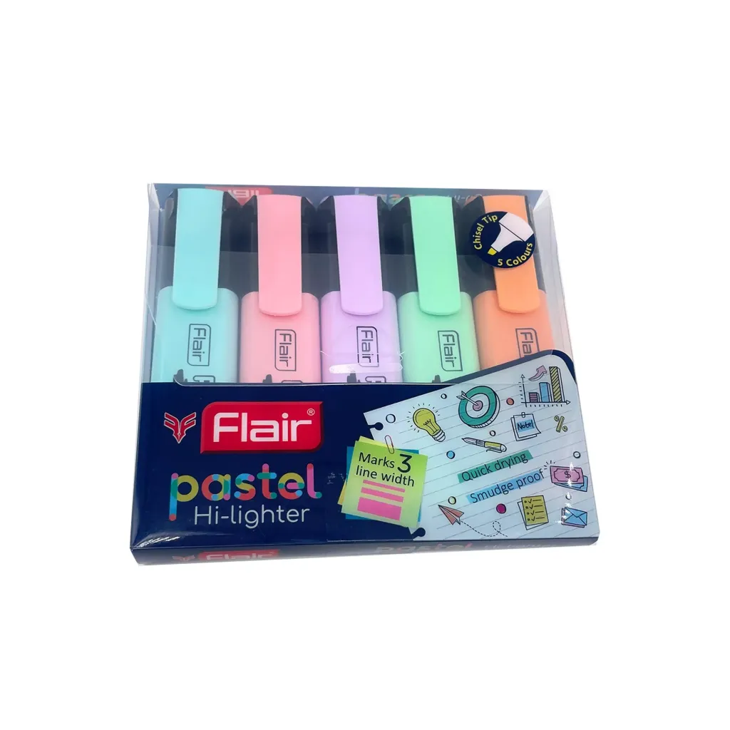 [FL PC HILIGHTER] Flair Pastel Hi-Lighter 5pcs PVC Set