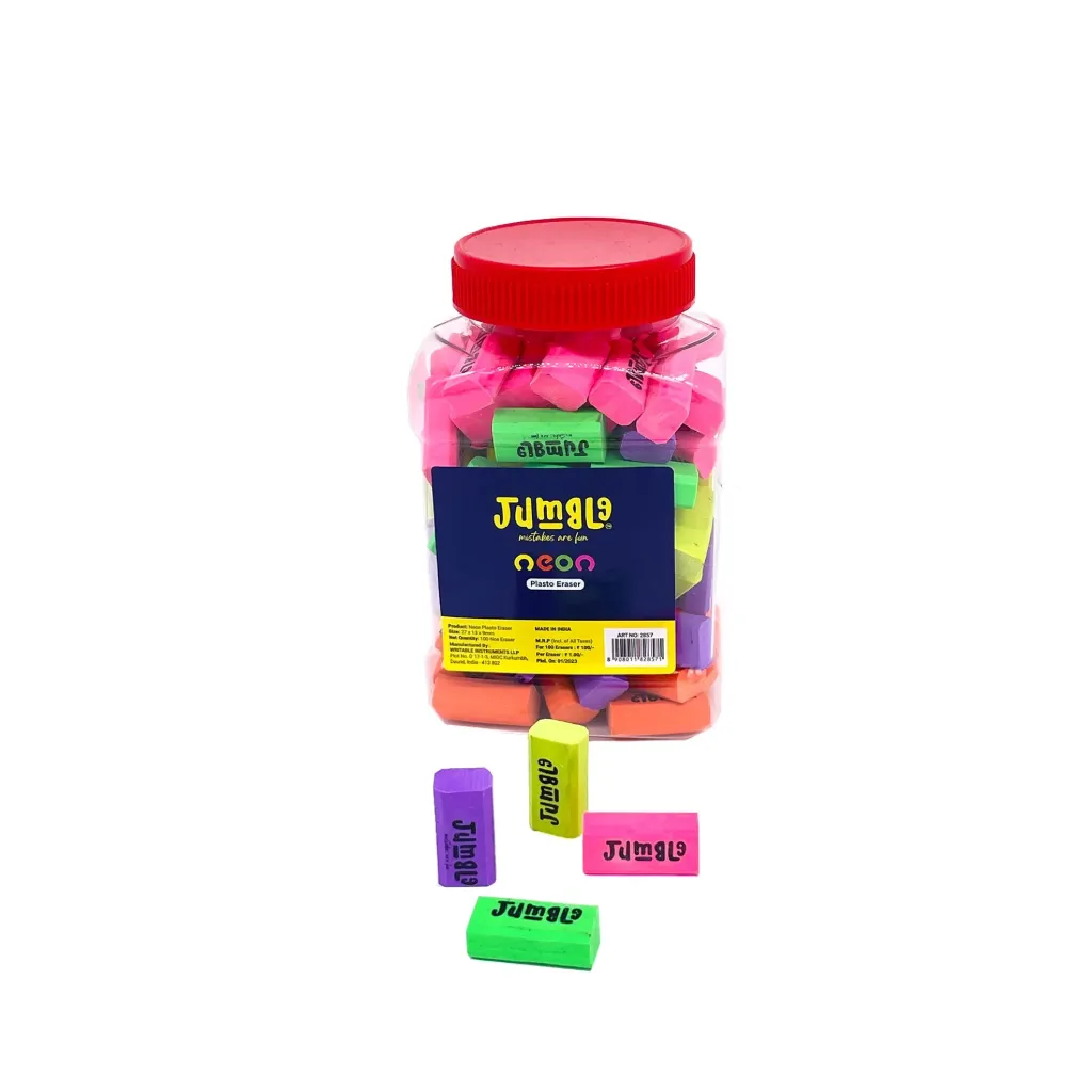 [JL ERSR NEON] Jumble Neon Plasto Eraser 100 Pcs Jar
