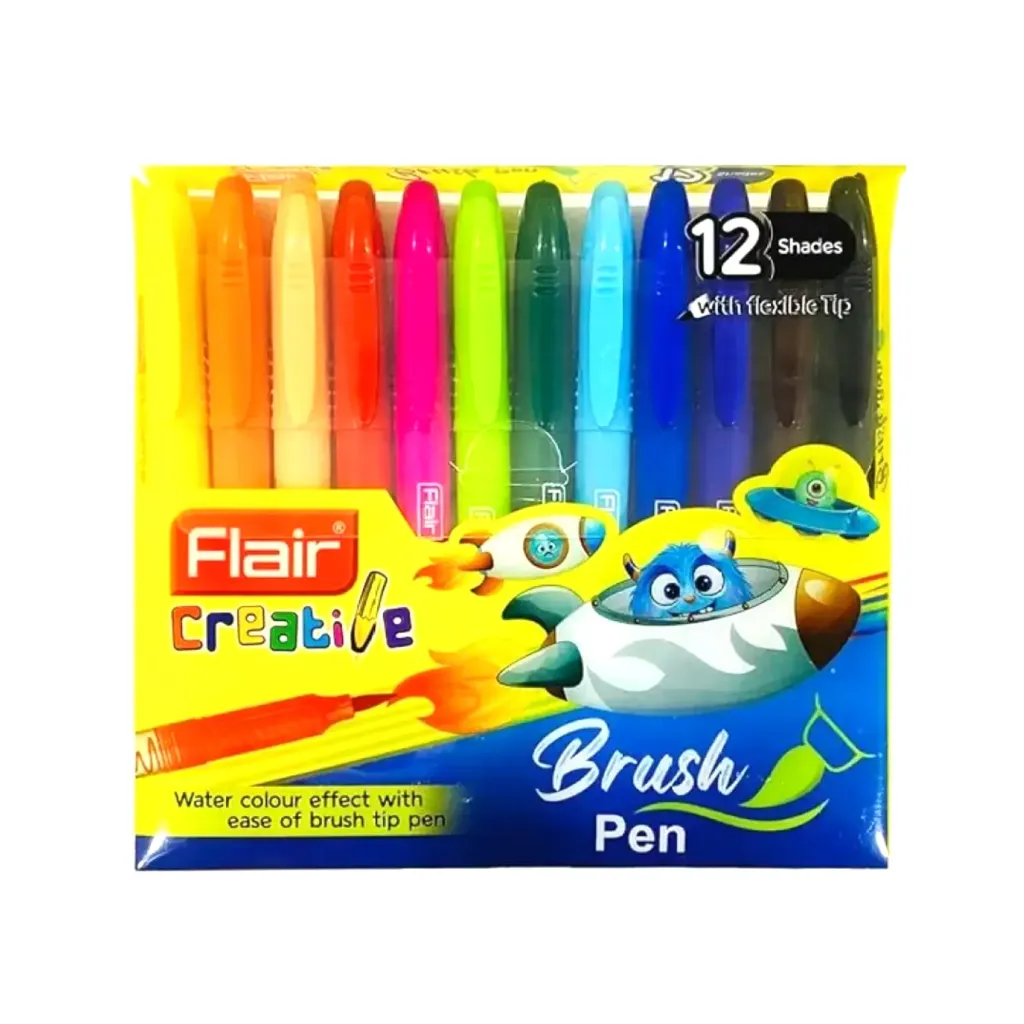 [FL BRUSH12] Flair Brush Pen 12 Pcs Set Assorted